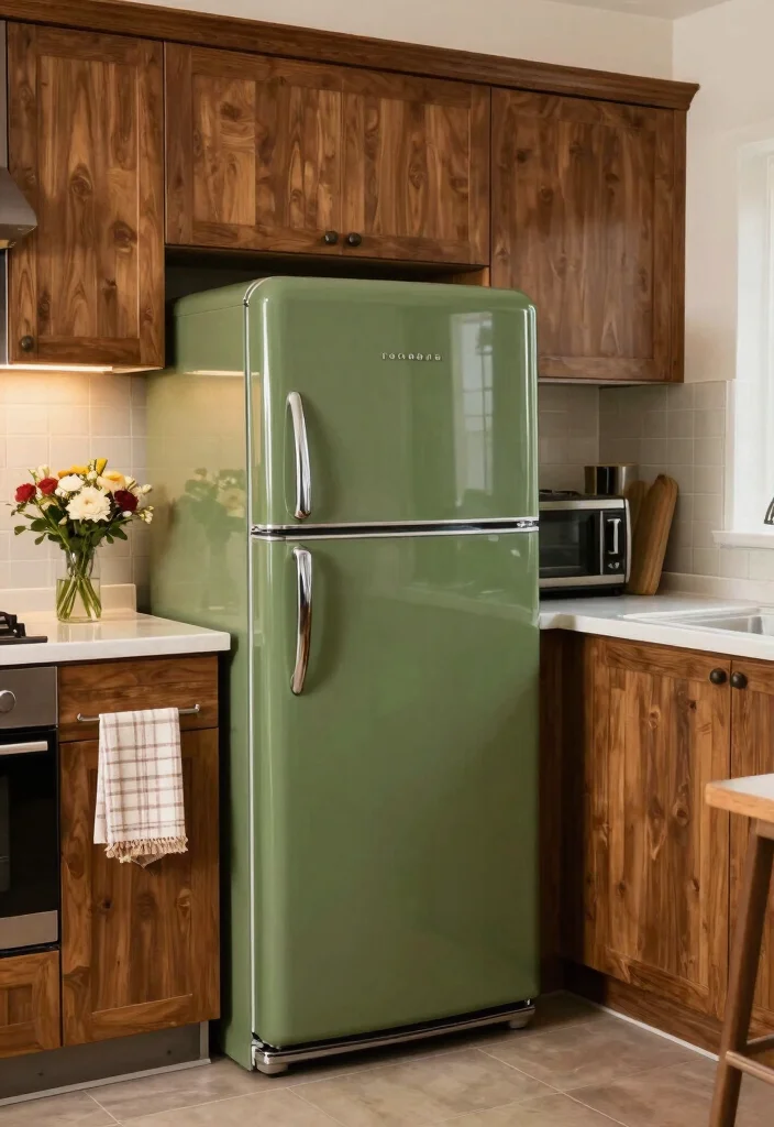 12 Olive Kitchen Ideas That Feel Warm Earthy and On Trend 7. Retro Olive Appliances 0