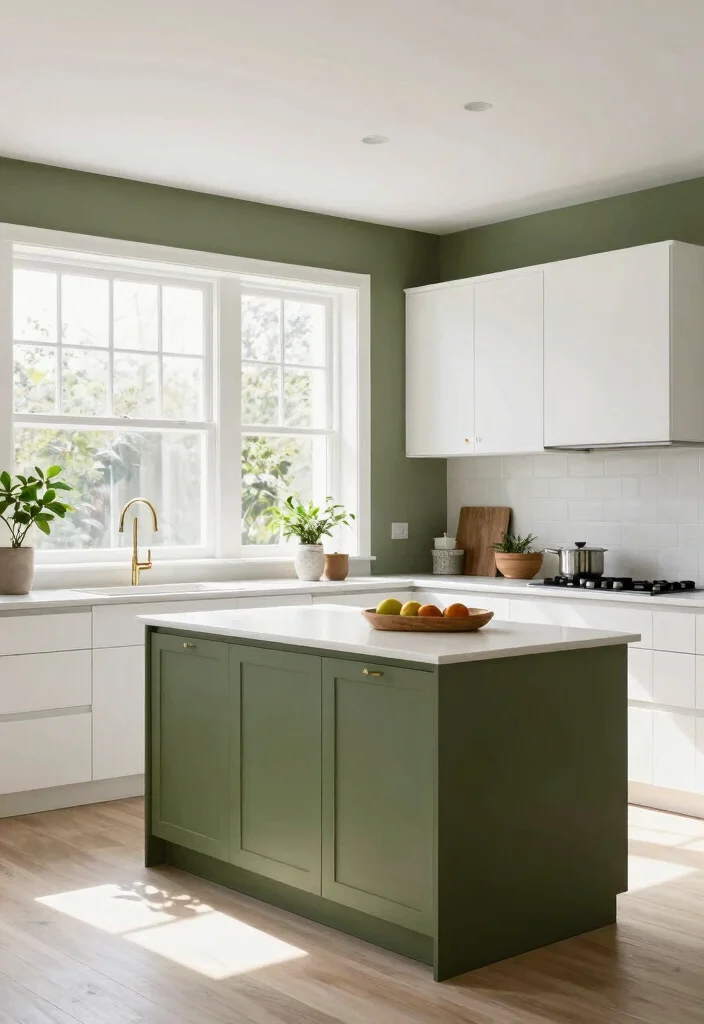 12 Olive Kitchen Ideas That Feel Warm Earthy and On Trend 9. Olive Green and White Palette 0