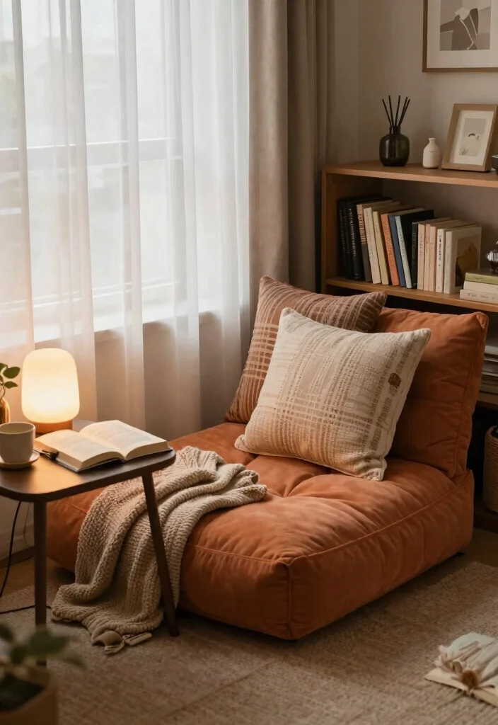 12 Small Aesthetic Bedroom Ideas That Feel Cozy and Calm 6. Create an Inviting Reading Nook 0