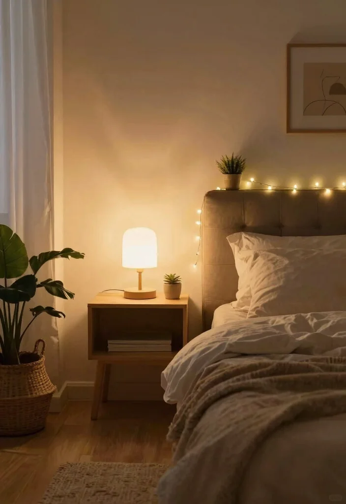 12 Small Aesthetic Bedroom Ideas That Feel Cozy and Calm 8. Soft Lighting Options 0