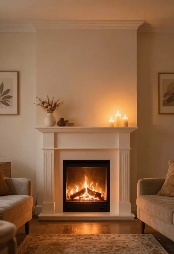 12 Small Living Room Ideas with a Cozy Fireplace 11. Warm Colors and Lighting 0