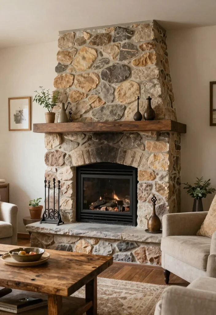 12 Small Living Room Ideas with a Cozy Fireplace 4. Stone and Brick Fireplaces 0