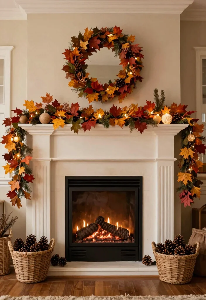 12 Small Living Room Ideas with a Cozy Fireplace 7. Seasonal Fireplace Decor 0