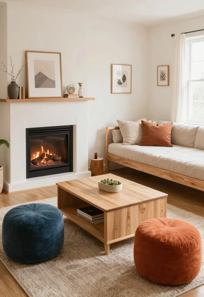 12 Small Living Room Ideas with a Cozy Fireplace 8. Multi Functional Furniture 0