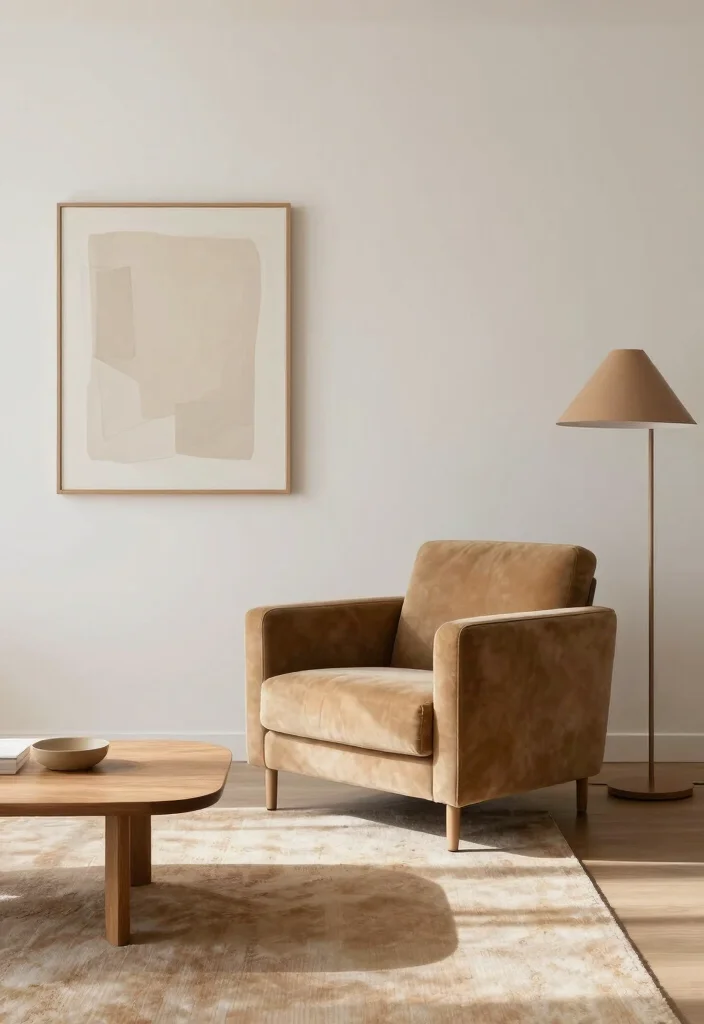12 Tan Living Room Ideas That Feel Warm and Calm 4. Minimalist Decor with Tan Accent Pieces 0