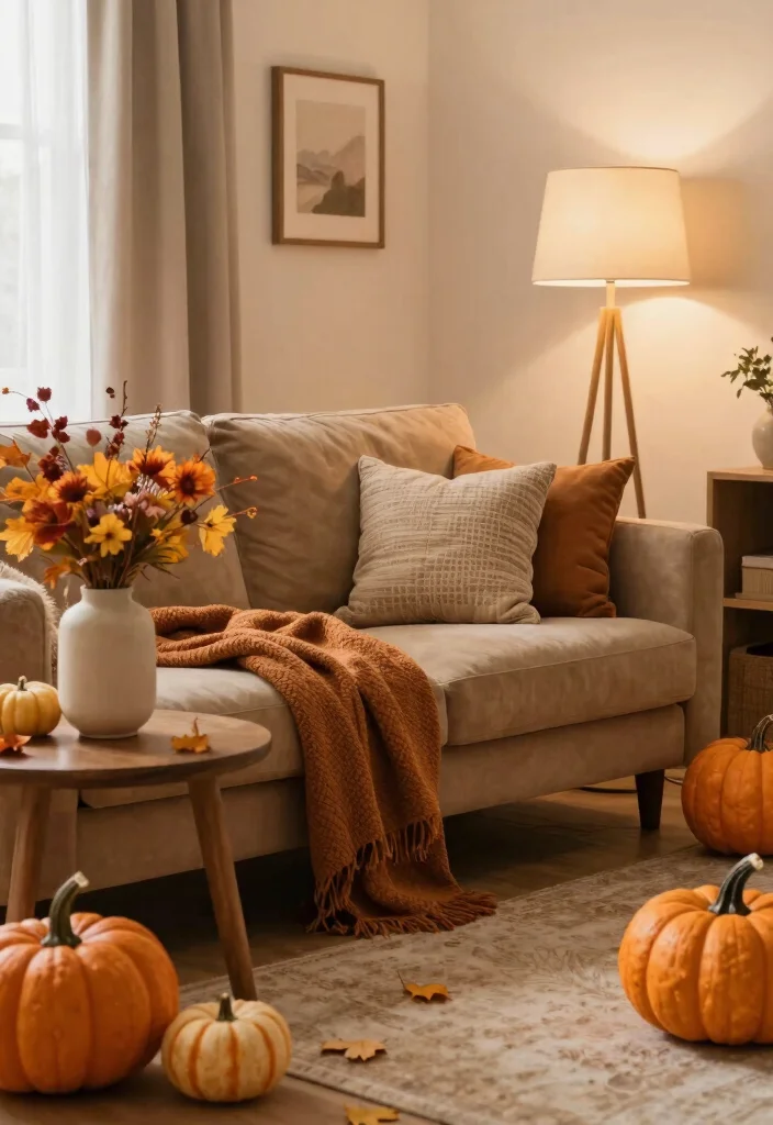 12 Tan Sofa Living Room Ideas That Style Easily 10. Seasonal Decor Changes 0
