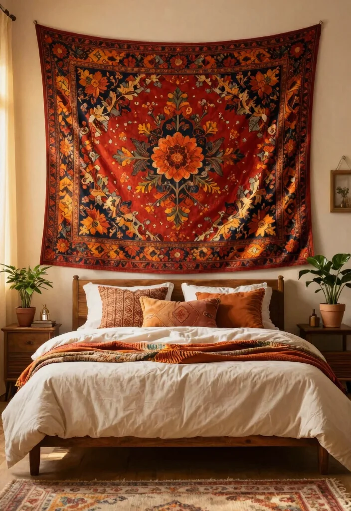 14 Bedroom Wall Ideas That Instantly Transform the Space 1. Tapestry Magic 0