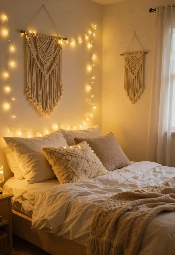 14 Bedroom Wall Ideas That Instantly Transform the Space 10. Whimsical Fairy Lights 0
