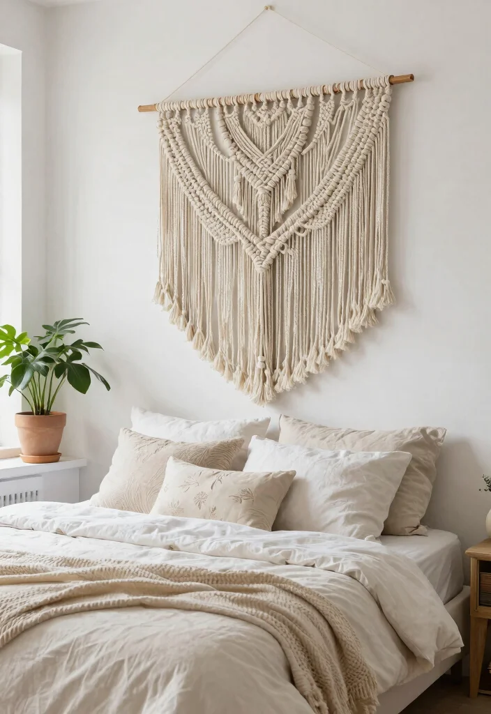 14 Bedroom Wall Ideas That Instantly Transform the Space 6. Macram Wall Hangings 0