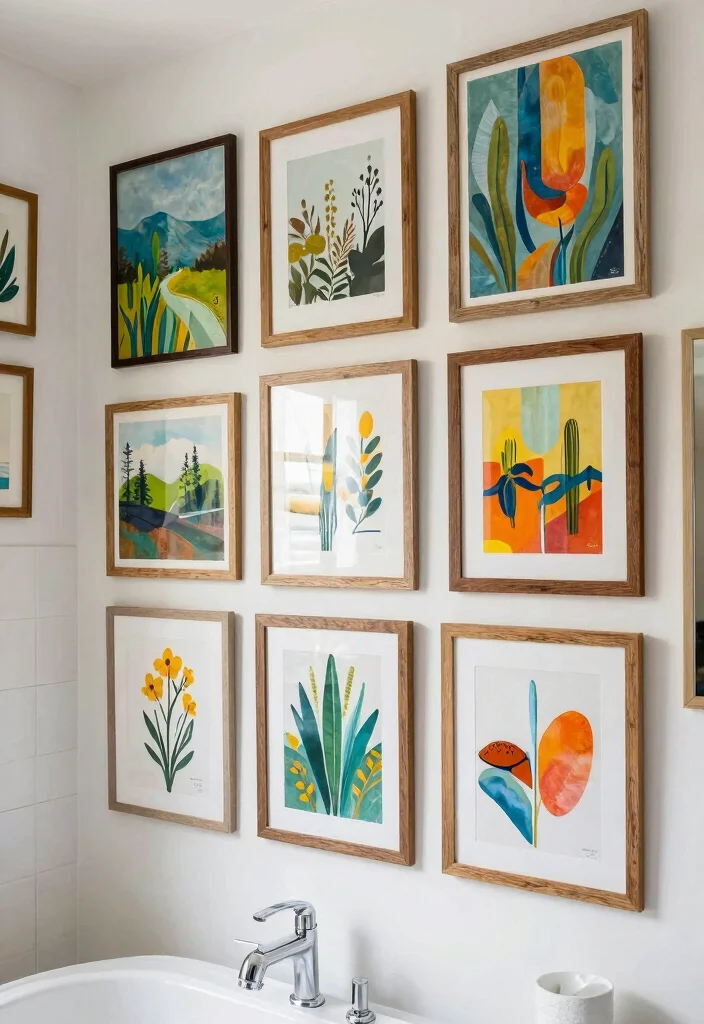 14 Bohemian Bathroom Decor Ideas Full of Color and Free Spirit 11. Artistic Wall Art 0