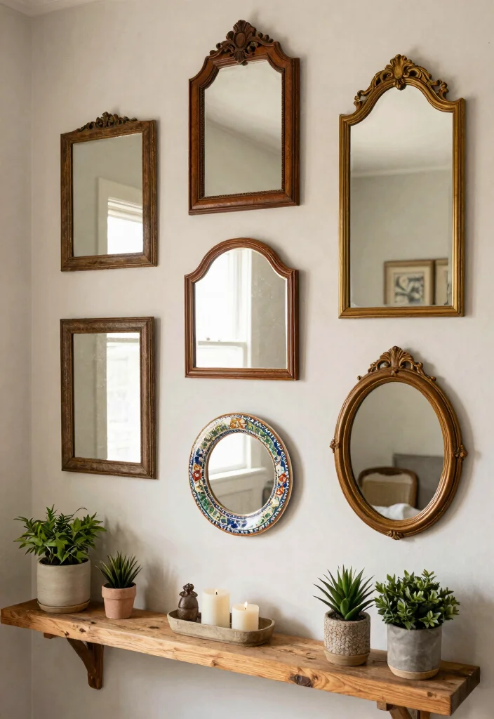 14 Bohemian Bathroom Decor Ideas Full of Color and Free Spirit 4. Vintage Mirrors 0