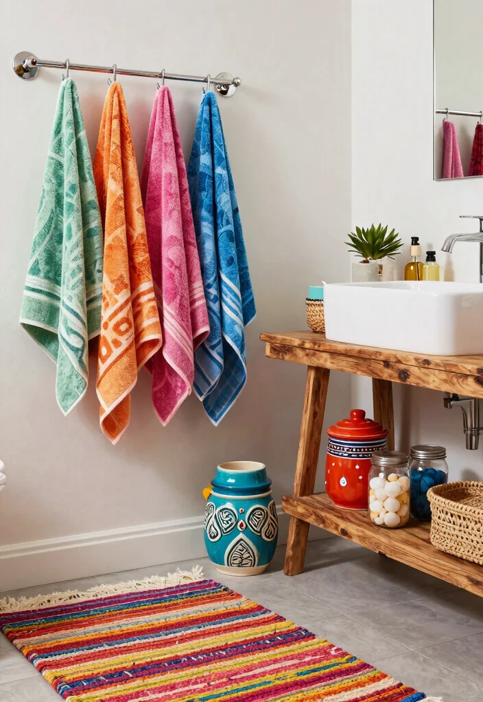 14 Bohemian Bathroom Decor Ideas Full of Color and Free Spirit 5. Vibrant Accessories 0