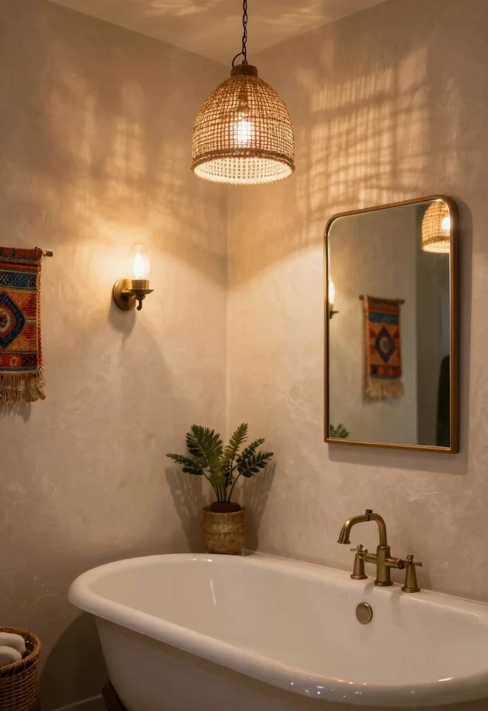 14 Bohemian Bathroom Decor Ideas Full of Color and Free Spirit 8. Unique Light Fixtures 0