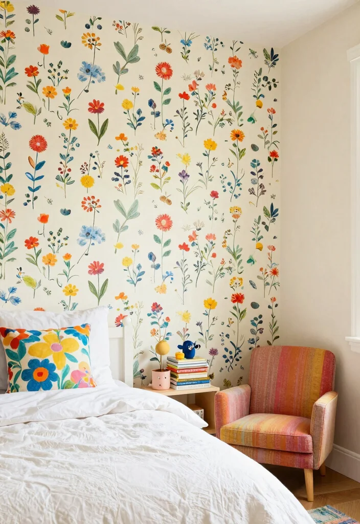 14 Colorful Bedroom Ideas That Feel Joyful Not Loud 3. Whimsical Wallpaper 0