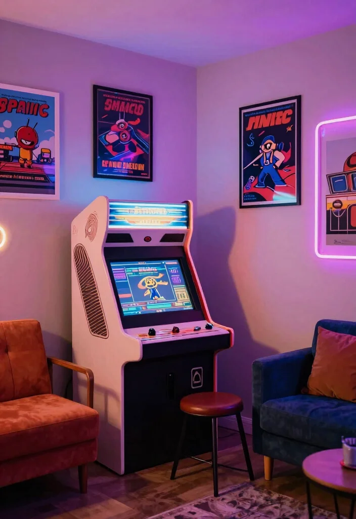 14 Gaming Bedroom Ideas That Feel Immersive and Stylish 10. Arcade Game Corner 0