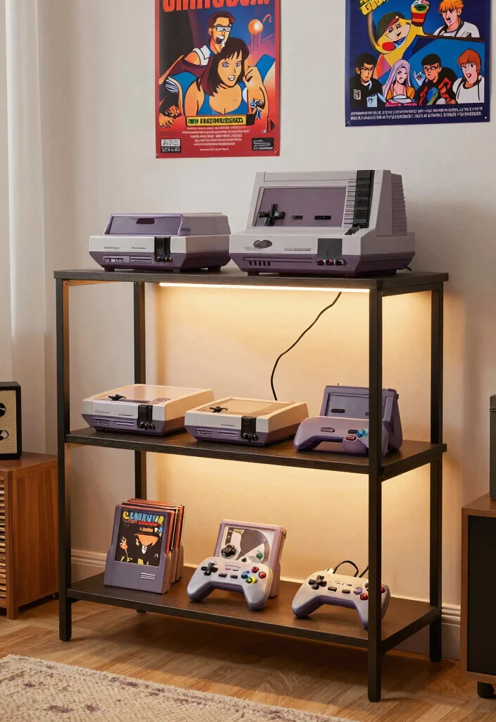 14 Gaming Bedroom Ideas That Feel Immersive and Stylish 6. Vintage Console Showcase 0