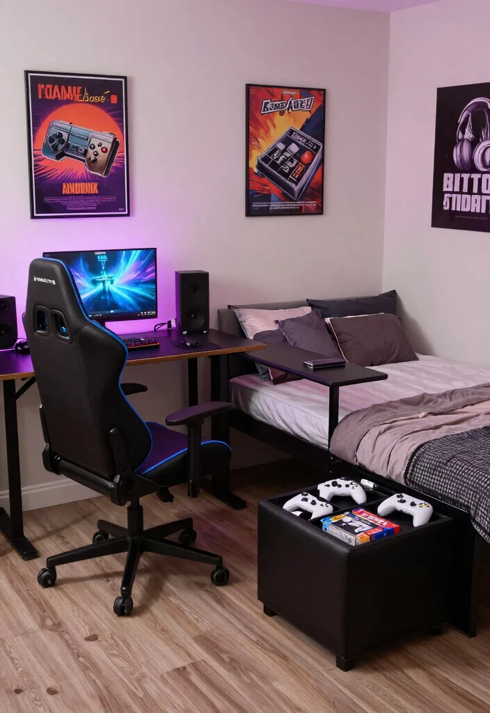 14 Gaming Bedroom Ideas That Feel Immersive and Stylish 7. Dual Purpose Gaming Furniture 0