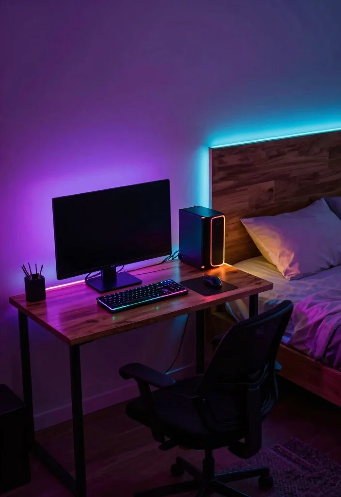 14 Gaming Bedroom Ideas That Feel Immersive and Stylish 9. Custom LED Backlighting 0