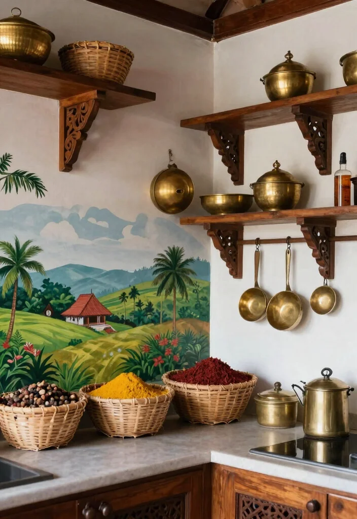 14 Kerala Style Kitchen Work Area Ideas That Feel Practical and Airy 2. Traditional Kerala Decor Elements 0