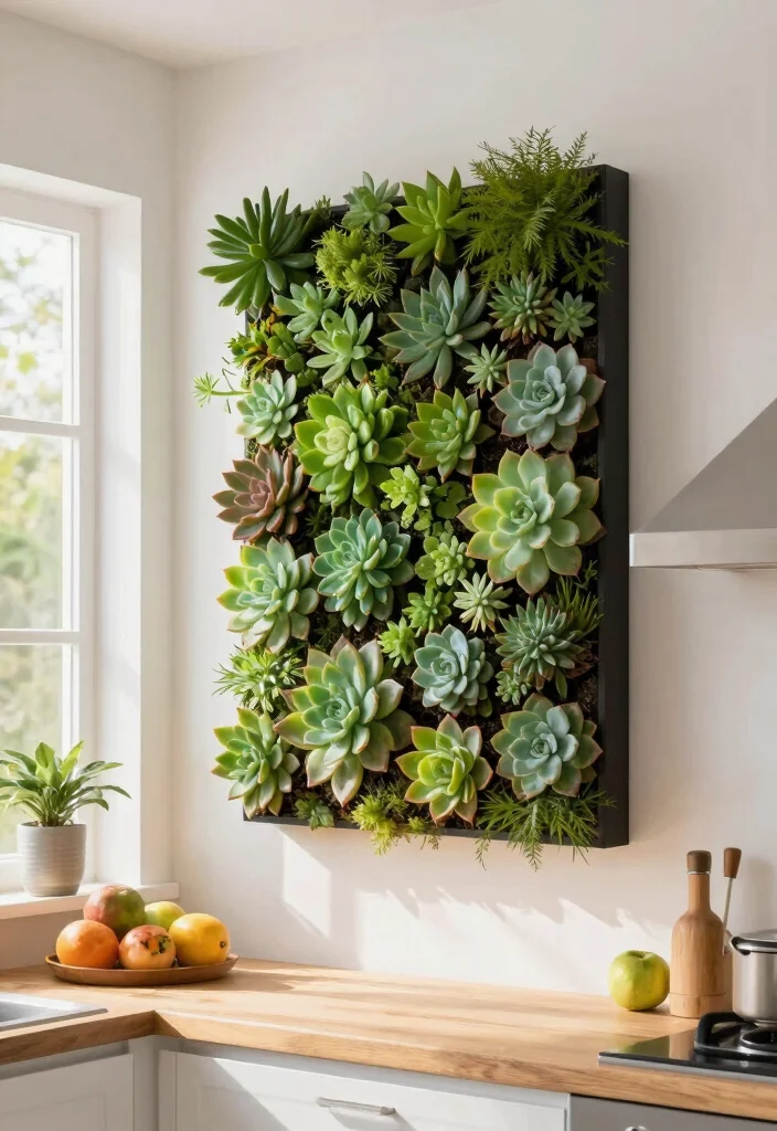 14 Kitchen Accent Wall Ideas That Add Instant Character 10. Succulent Wall Planters 0