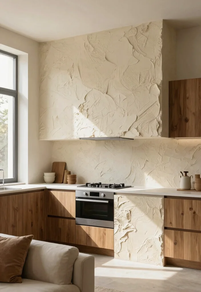 14 Kitchen Accent Wall Ideas That Add Instant Character 11. Textured Plaster Walls 0