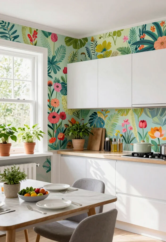 14 Kitchen Accent Wall Ideas That Add Instant Character 12. Painted Mural or Wallpaper 0