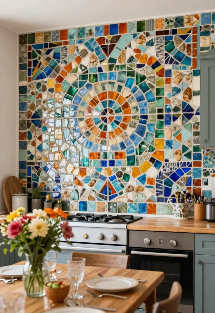 14 Kitchen Accent Wall Ideas That Add Instant Character 14. DIY Mosaic Tile Design 0
