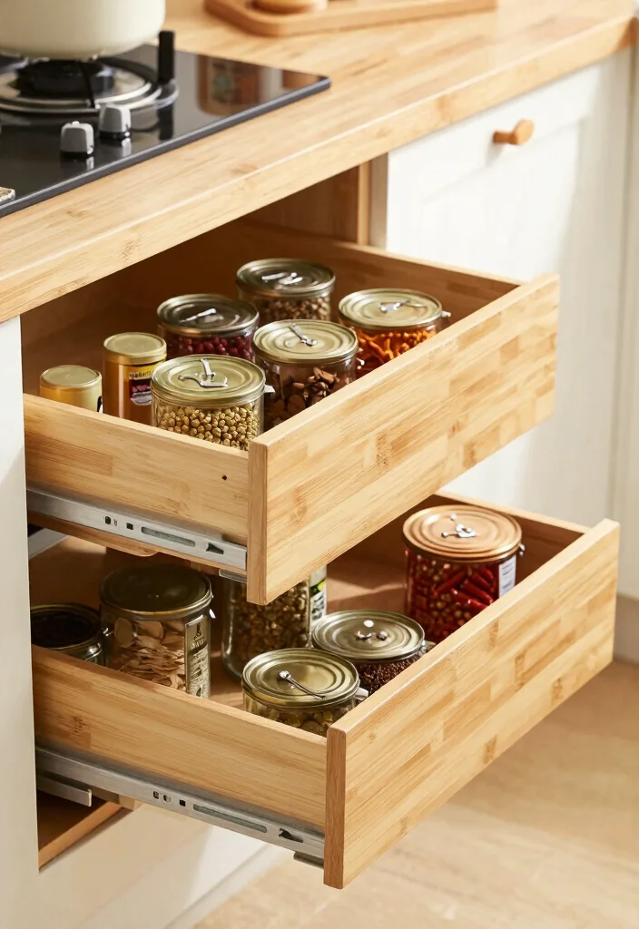 14 Kitchen Cabinet Storage Ideas That Hide the Mess 1. Pull Out Pantry Drawers 0
