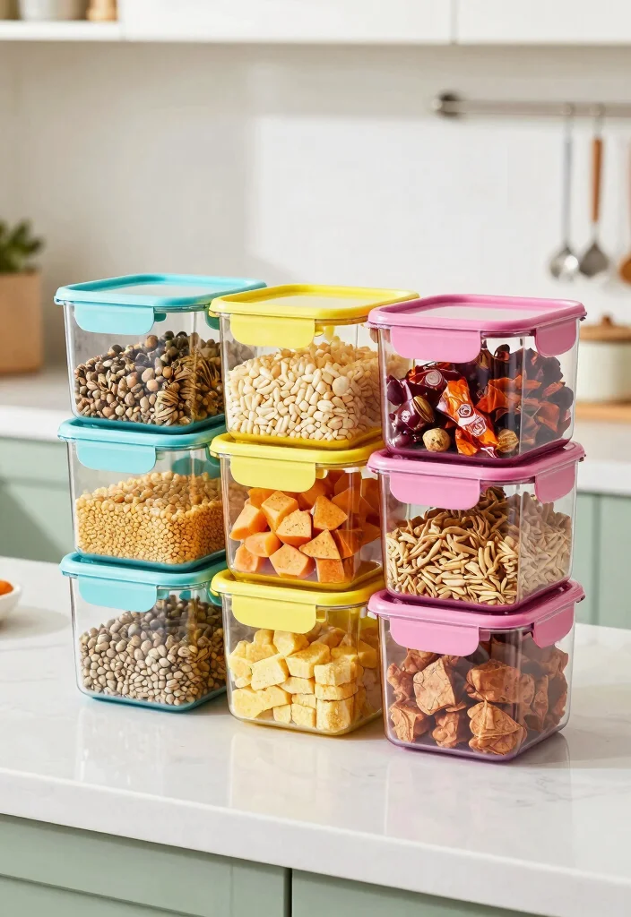 14 Kitchen Cabinet Storage Ideas That Hide the Mess 11. Color Coded Storage Containers 0