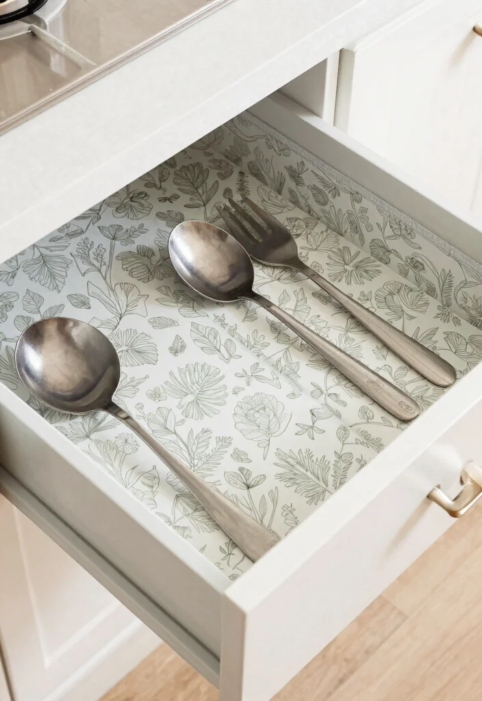 14 Kitchen Cabinet Storage Ideas That Hide the Mess 14. Eco Friendly Drawer Liners 0