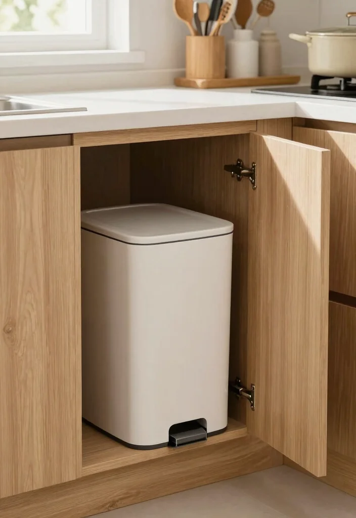 14 Kitchen Cabinet Storage Ideas That Hide the Mess 2. Concealed Trash Solutions 0