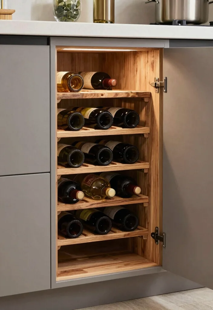 14 Kitchen Cabinet Storage Ideas That Hide the Mess 8. Hidden Wine Storage 0