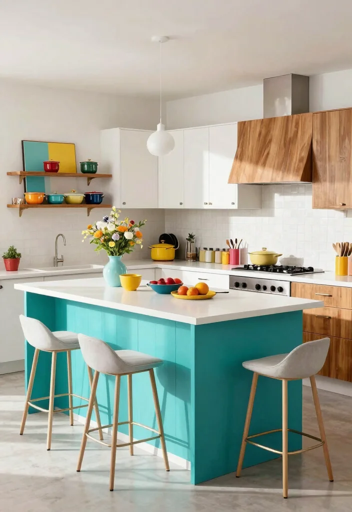 14 Kitchen Ideas with an Island for Better Flow 7. Colorful Kitchen Islands 0
