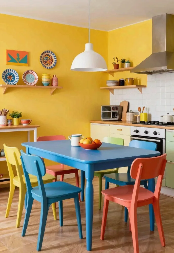 14 Kitchen and Dining Room Layout Ideas That Flow Naturally 12. Bright and Bold Colors 0