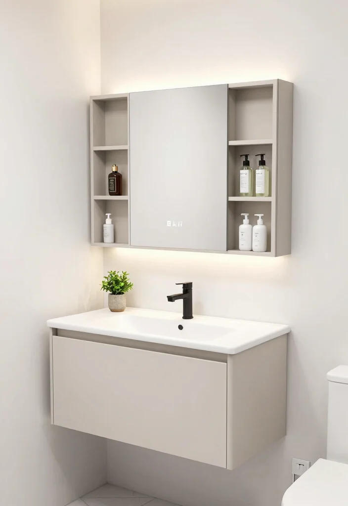14 Large Bathroom Mirror Ideas That Make a Big Impact 11. Multi Functional Mirrors with Shelves 0