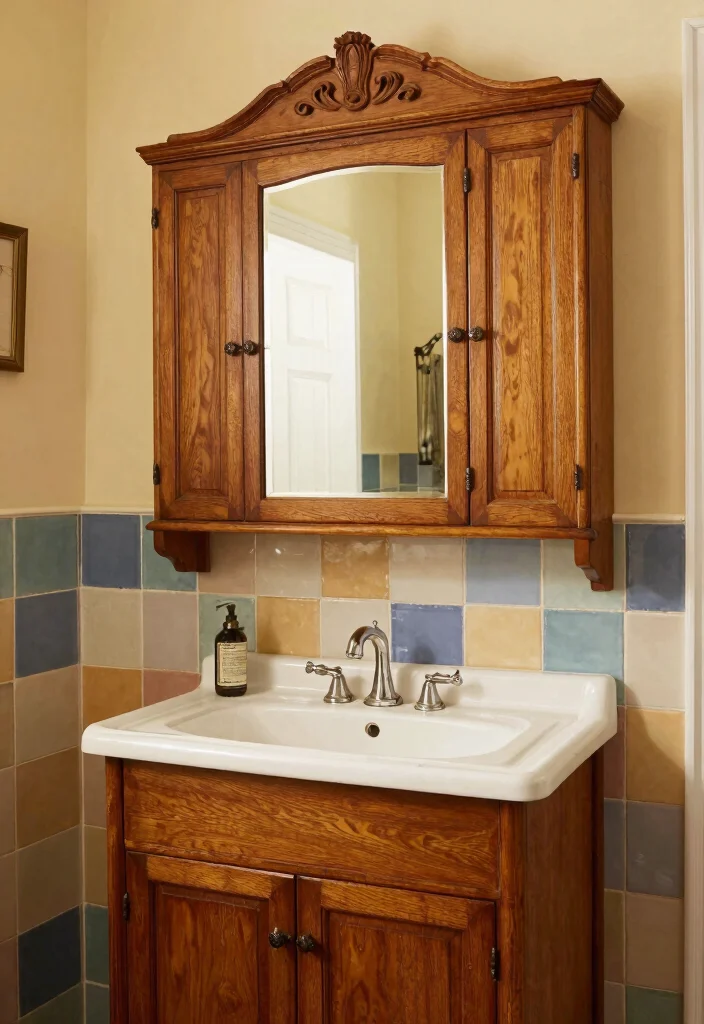 14 Large Bathroom Mirror Ideas That Make a Big Impact 14. Vintage Medicine Cabinets with Mirrors 0