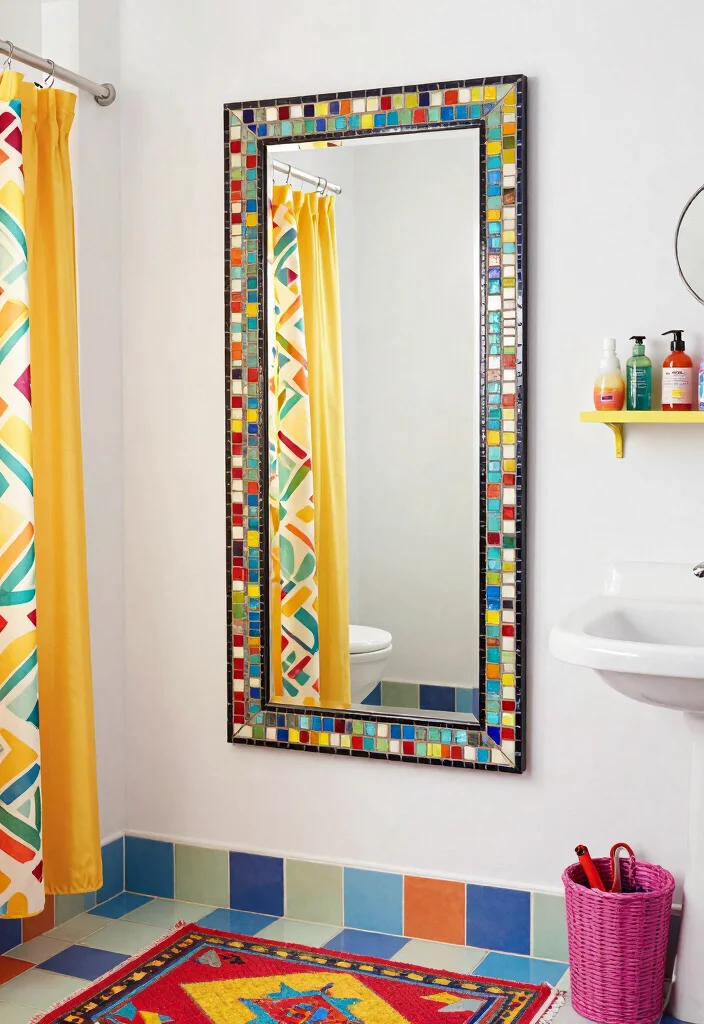 14 Large Bathroom Mirror Ideas That Make a Big Impact 7. Decorative Mirrors with Patterns 0