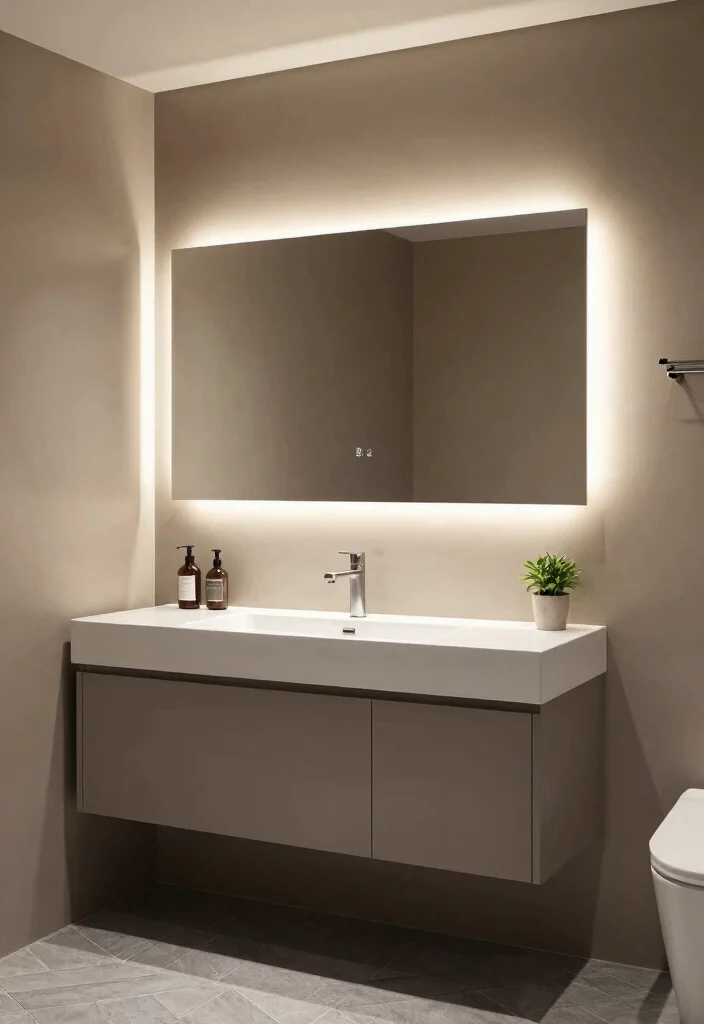 14 Large Bathroom Mirror Ideas That Make a Big Impact 9. Large Backlit Mirrors 0