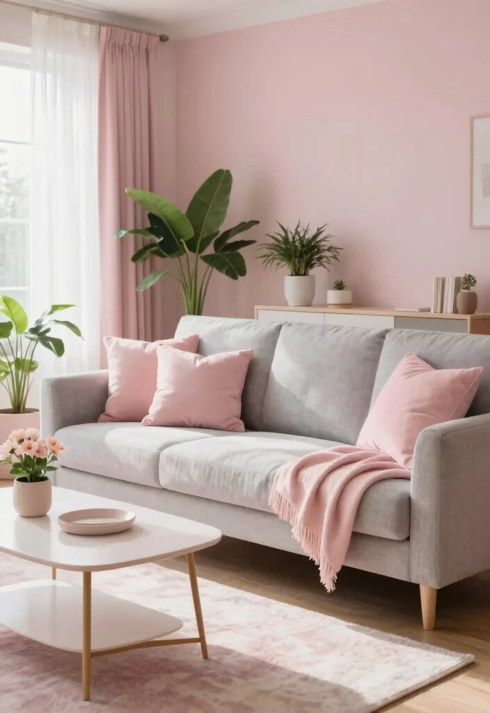 14 Living Room Color Ideas That Change the Mood 11. Soft Blush Pink 0