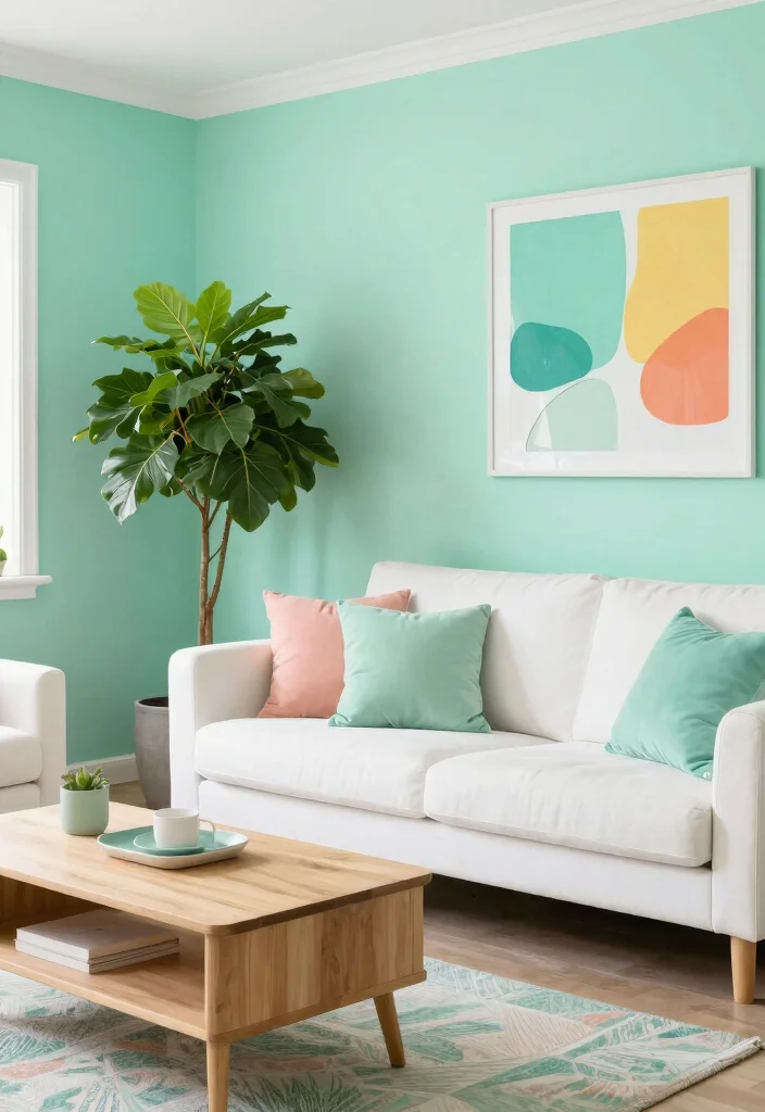 14 Living Room Color Ideas That Change the Mood 8. Refreshing Mint Green 0