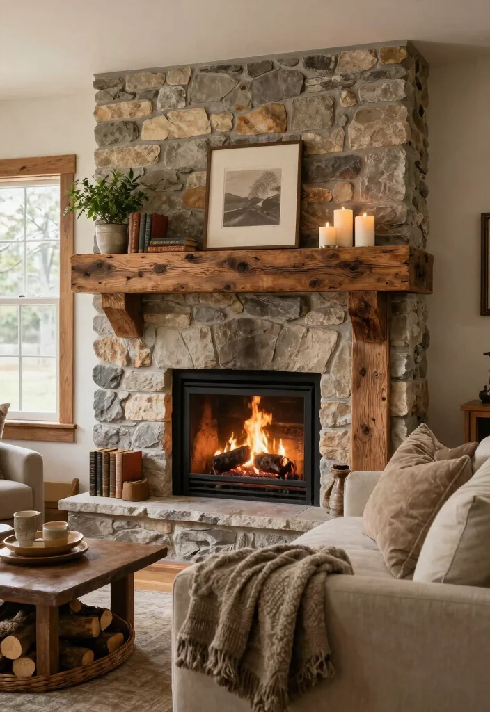 14 Living Room Fireplace Ideas That Anchor the Space 2. Reclaimed Wood Mantels 0