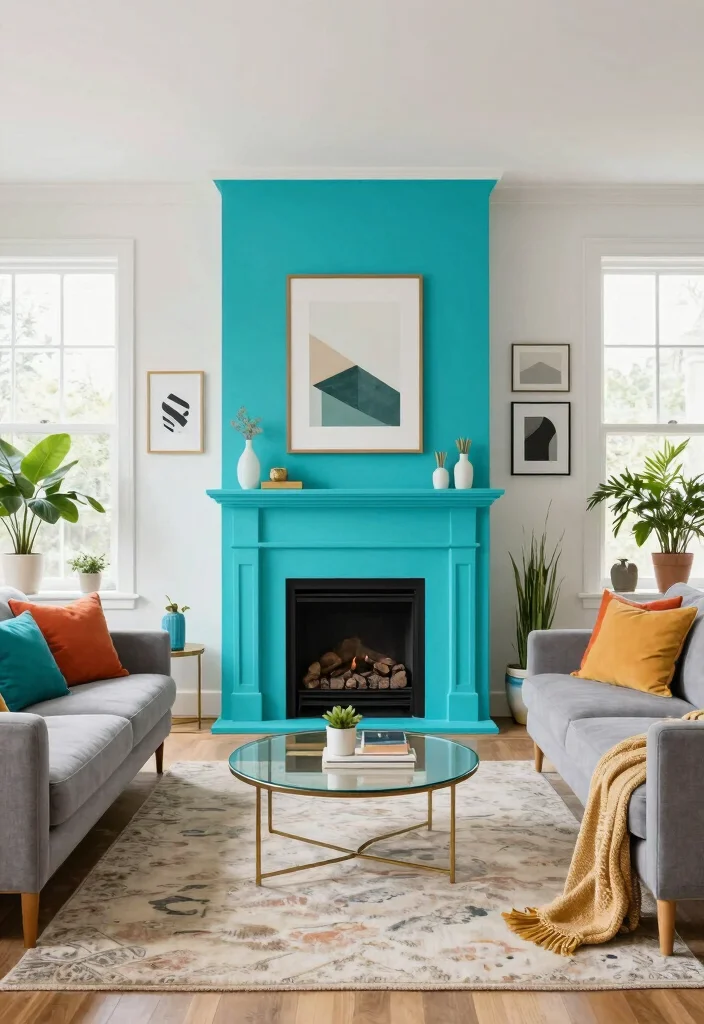 14 Living Room Fireplace Ideas That Anchor the Space 9. Colorful Fireplaces 0