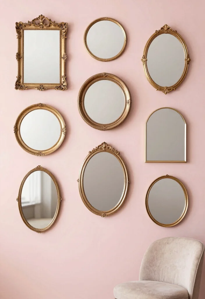 14 Living Room Mirror Ideas That Make Spaces Feel Bigger 2. Gallery Wall of Mirrors 0