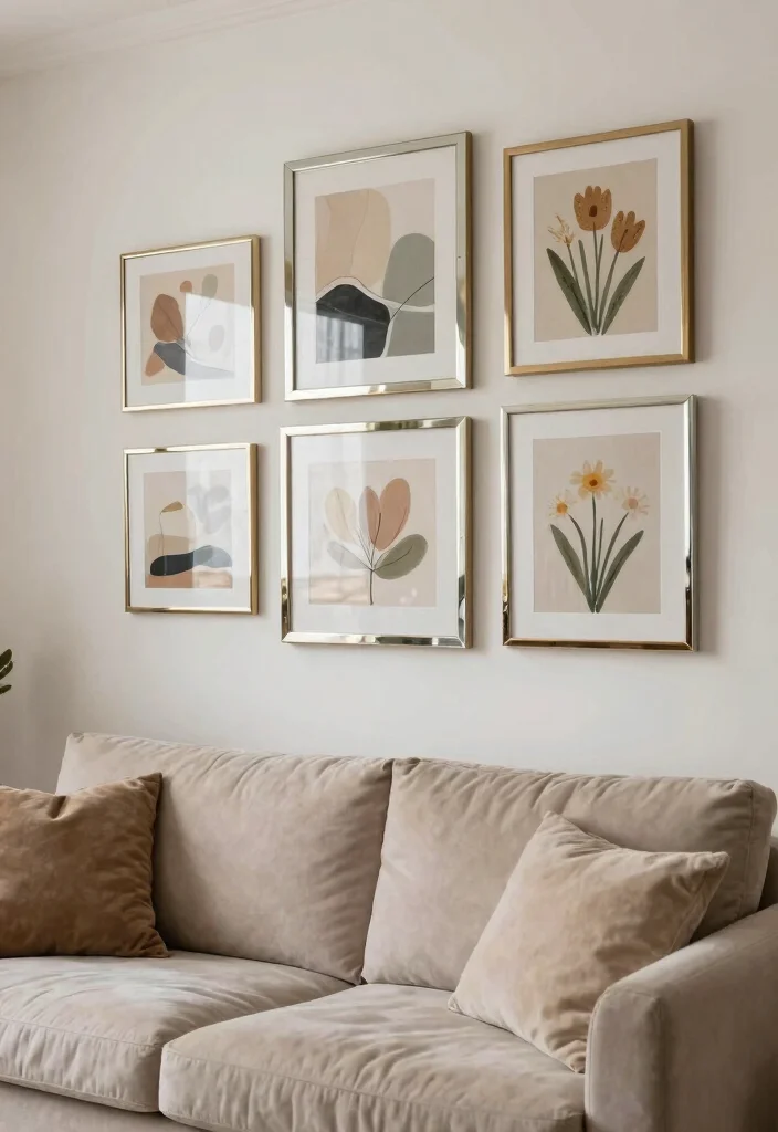 14 Living Room Mirror Ideas That Make Spaces Feel Bigger 6. Mirrored Frames for Art 0