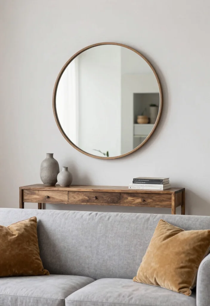 14 Living Room Mirror Ideas That Make Spaces Feel Bigger 9. Round Mirrors 0
