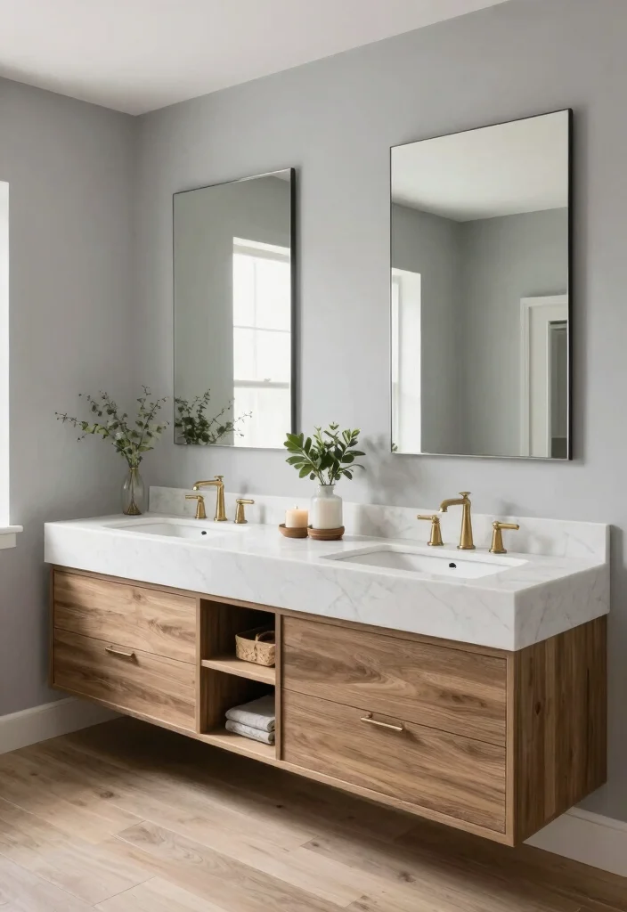 14 Modern Bathroom Vanity Ideas with Sleek Storage 10. Elegant Dual Vanities 0