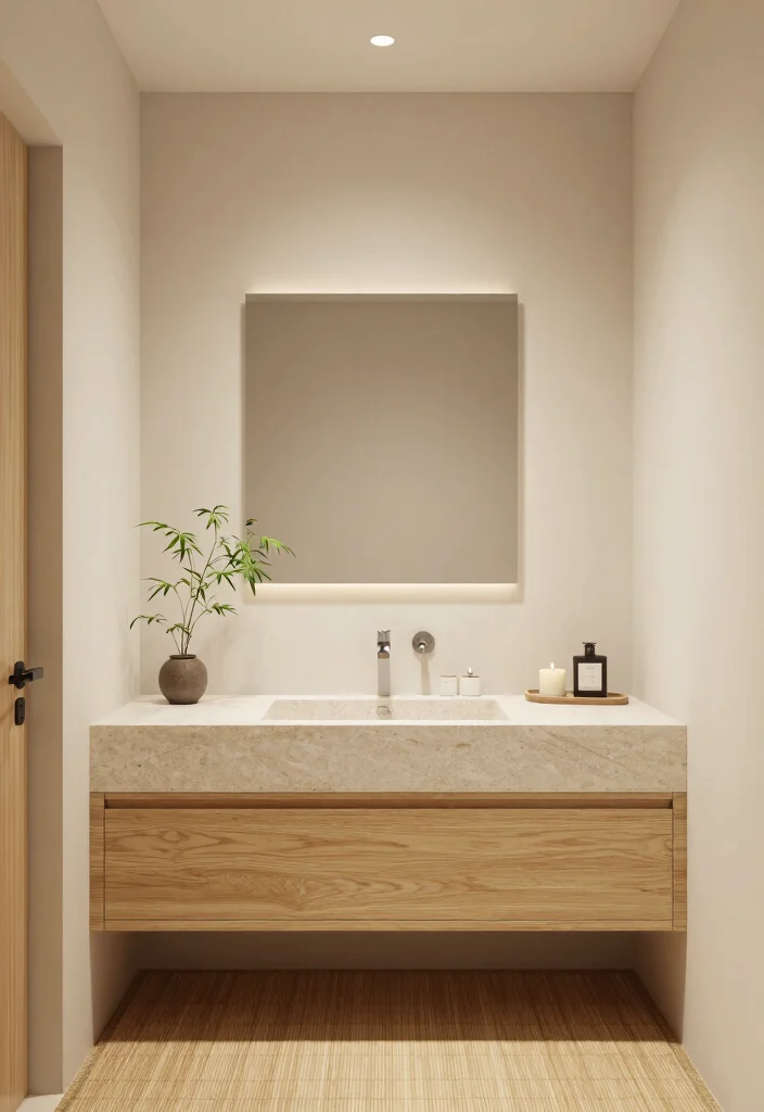 14 Modern Bathroom Vanity Ideas with Sleek Storage 13. Zen Inspired Minimalism 0