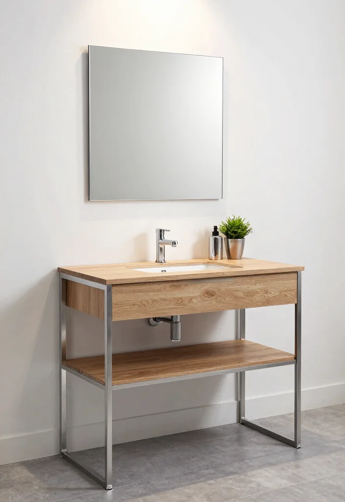 14 Modern Bathroom Vanity Ideas with Sleek Storage 8. Contemporary Metal Accents 0