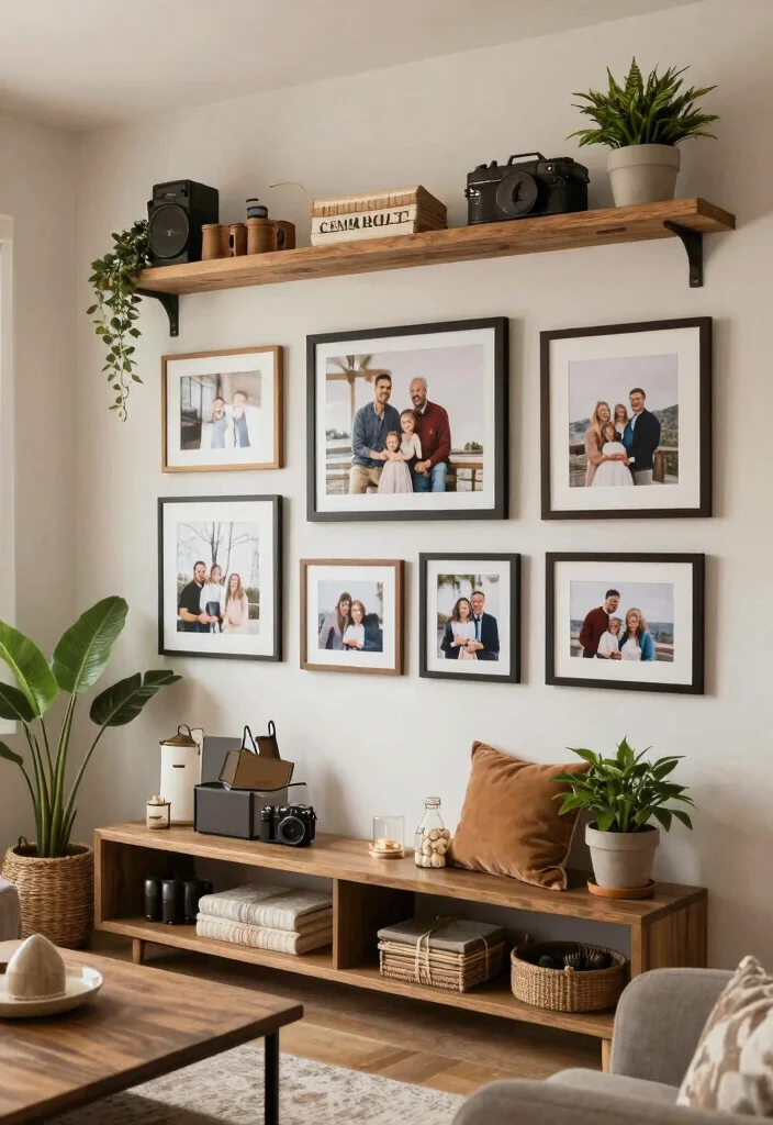 14 Modern Farmhouse Living Room Ideas with Cozy Balance 10. Personalized Decor 0