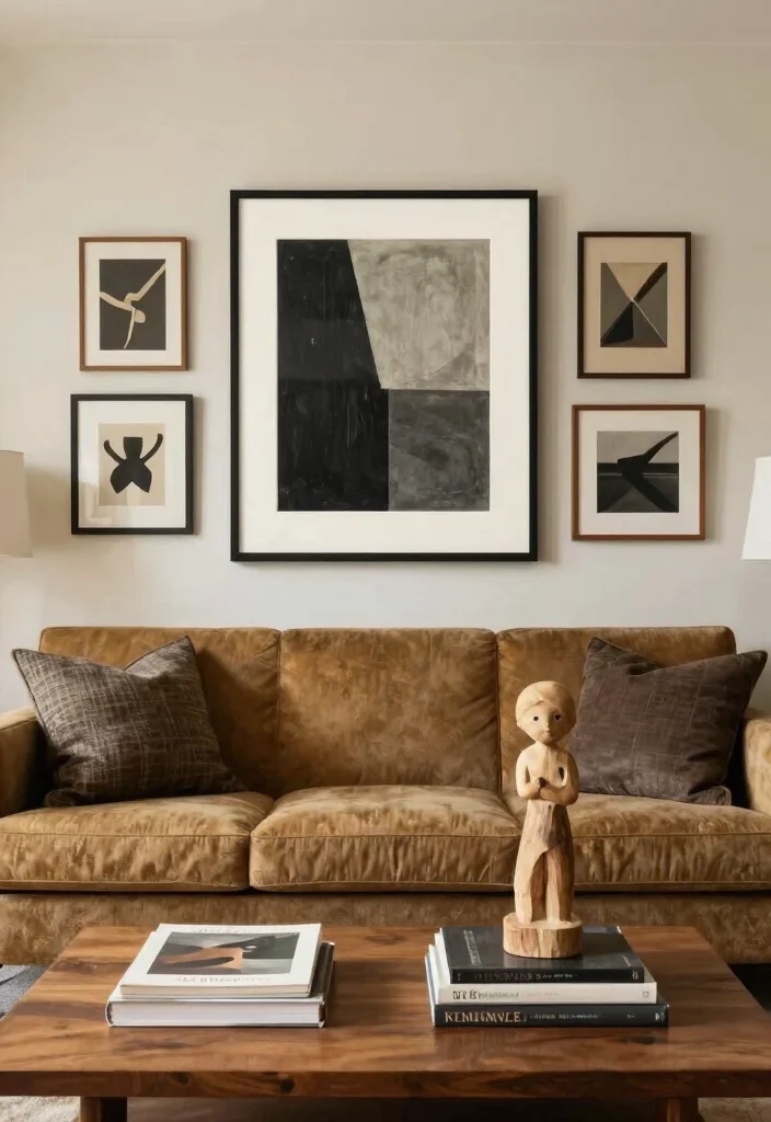 14 Modern Farmhouse Living Room Ideas with Cozy Balance 12. Artistic Touches 0